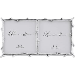 Silver Plate Natural Branch Motif 4x4 Double Frame - 4x4