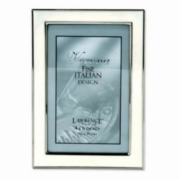 Silver Plated 4x6 Metal with White Enamel Picture Frame