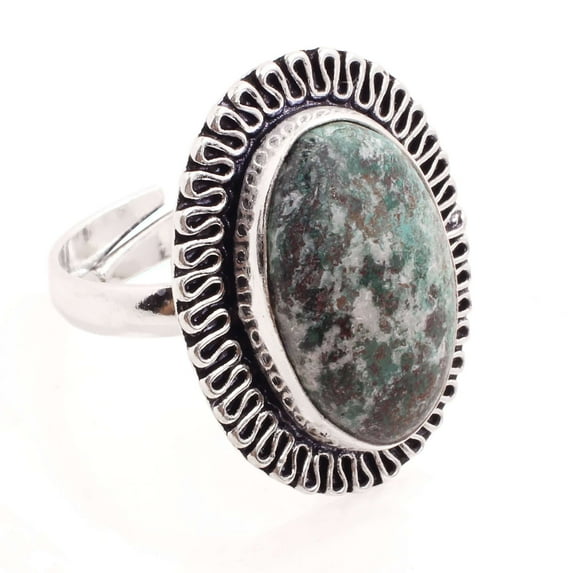 Silver Plated Adjustable Ring Jewelry For Womens - Jasper Gemstone Handmade Ring - Fashion Jewelry Gift For Her - Bohemian style Statement Ring For Women - R-1122