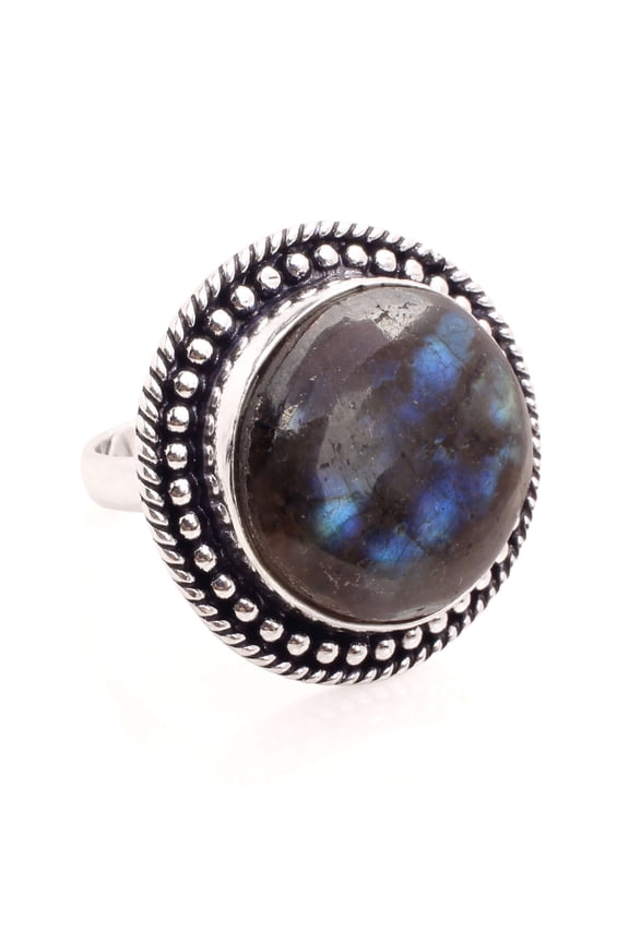 Silver Plated Adjustable Ring Jewelry For Womens - Labradorite Gemstone Handmade Ring - Fashion Jewelry Gift For Her - Bohemian style Statement Ring For Women - R-1142