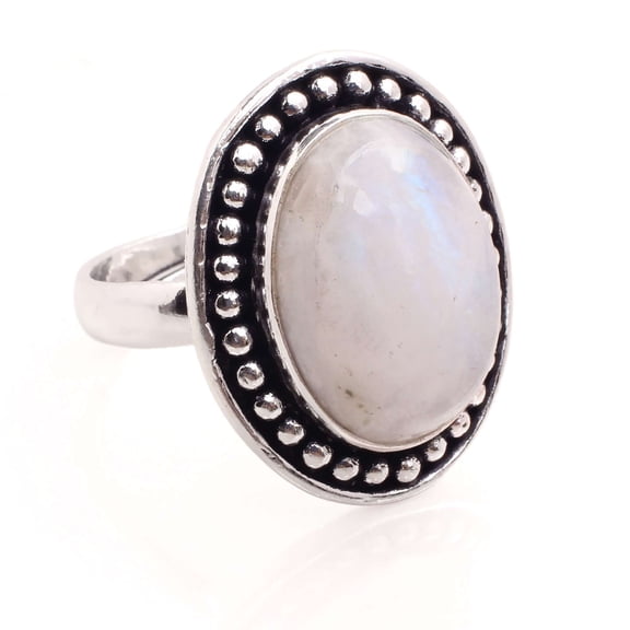 Silver Plated Adjustable Ring Jewelry For Womens - Rainbow Moonstone Gemstone Handmade Ring - Fashion Jewelry Gift For Her - Bohemian style Statement Ring For Women - R-984