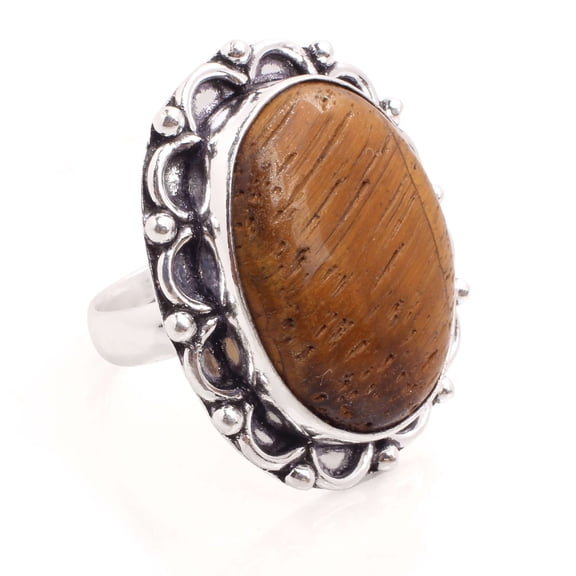 Silver Plated Adjustable Ring Jewelry For Womens - Tiger Eye Gemstone Handmade Ring - Fashion Jewelry Gift For Her - Bohemian style Statement Ring For Women - R-1030