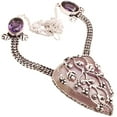 thumbnail image 1 of Silver Plated Amethyst Gemstone Necklace Handmade Jewelry For Women - Ethnic Designer 18" Necklace For Women Gift For Her 26 Gms N-1660, 1 of 3