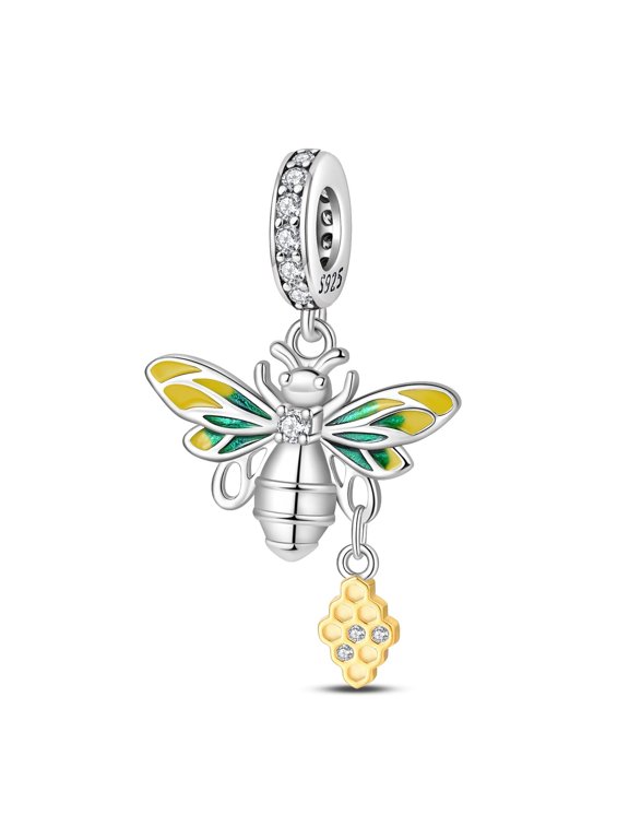 Silver Plated Bee Charm Bead for Bracelet Making