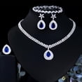 thumbnail image 1 of Silver Plated Blue CZ Drop Wedding Necklace Earrings Ring Bracelet Jewelry Set, 1 of 9
