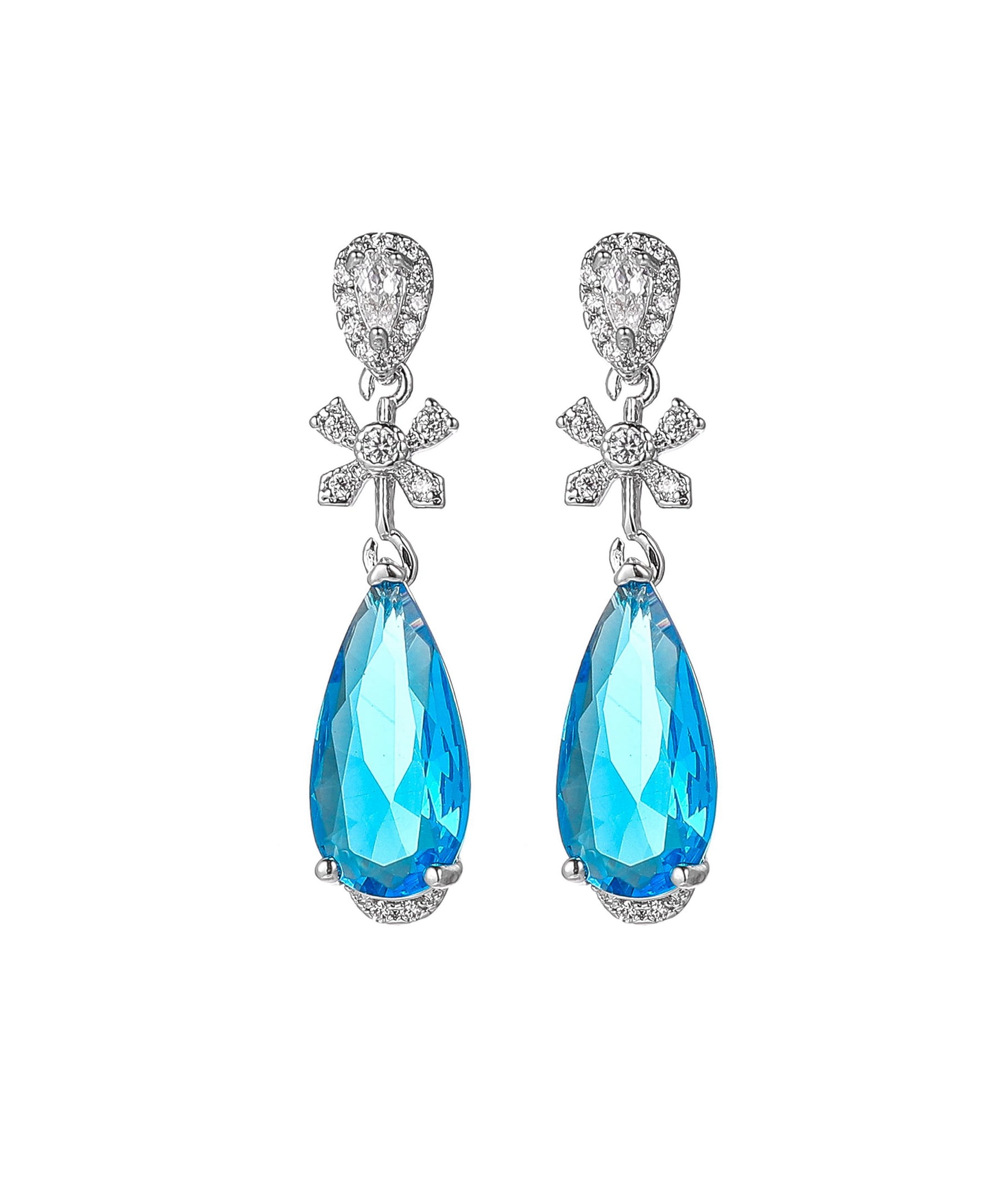 Blue topaz and store diamond drop earrings