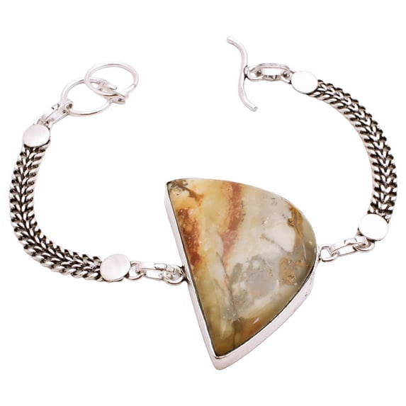 Silver Plated Bracelet For Women, Fashion Jewelry Silver Plated Bracelet, Handmade Gemstone Bracelet Jewelry For Women And Girls Charm Bracelet Jasper Gemstone Bracelet, 21 Gms BR15-1157