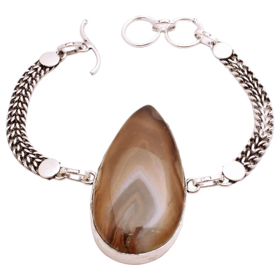 Silver Plated Bracelet For Women, Fashion Jewelry Silver Plated Bracelet, Handmade Gemstone Bracelet Jewelry For Women And Girls Charm Bracelet Agate Gemstone Bracelet, 21 Gms BRB-1148