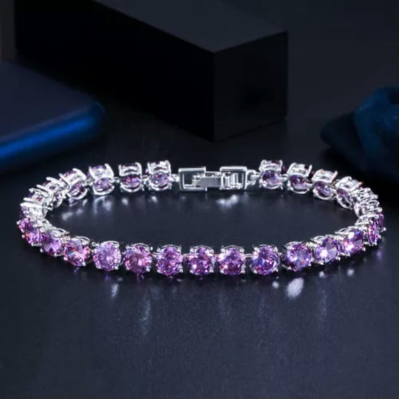 Silver Plated CZ Round 0.5 Carat Cubic Zircon Tennis Bracelet Jewelry for Women