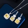 thumbnail image 1 of Silver Plated CZ Square Dangle Drop Pendent Necklace Earring Fashion Jewelry Set, 1 of 9