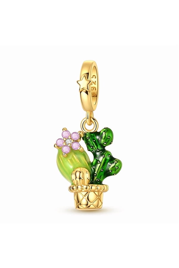 Silver Plated Cactus Charm Bead for Bracelet Making