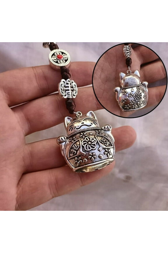 Silver Plated Cat Amulet Handmade Pendant Good Luck Charm Spiritual Gift