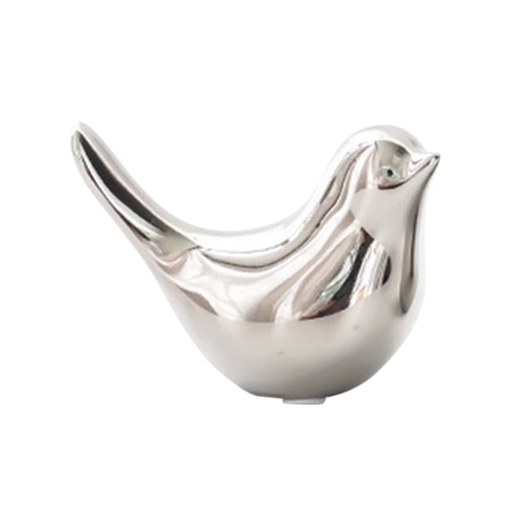 Silver Plated Ceramic Bird Decorative Ornaments Smooth Sculpture Figurine For Bookcase, TV Cabinet & Living Room Table Static Display