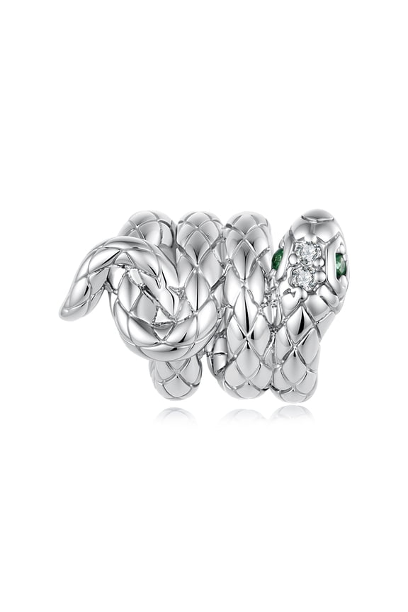 Silver Plated Coiled Snake Charm Bead for Bracelet Making