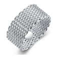 thumbnail image 1 of Silver Plated Copper Braided Mesh Ring, Round Shape, European and American Style, Women's Fashion Jewelry, 1 of 5