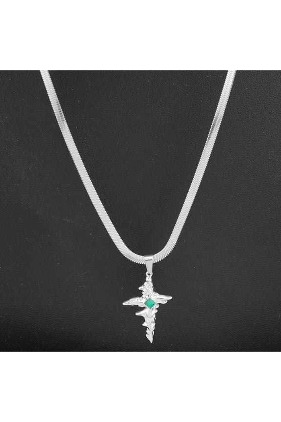 Silver-Plated Copper Moon Star Pendant Necklace Cubic Zirconia Punk Crystal Necklaces Jewelry For Women Mom Wife