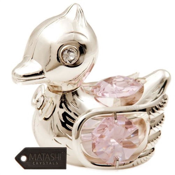 Silver Plated Crystal Studded Cartoon Duck Ornament by Matashi