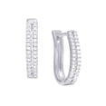 thumbnail image 1 of Silver Plated Cubic Zirconia 2 Row Hoop Earrings, 1 of 3