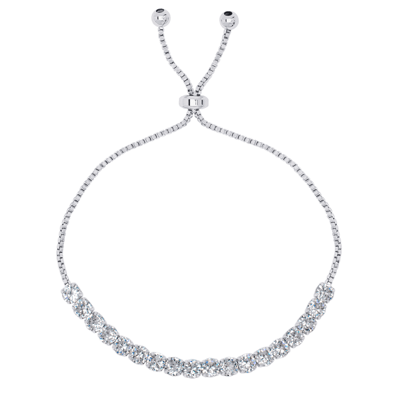 Silver Plated Cubic Zirconia Adjustable Bracelet