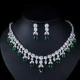 thumbnail image 1 of Silver Plated Cubic Zirconia Blue Big Water Drop Necklace Earrings Jewelry Set, 1 of 9