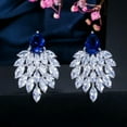 thumbnail image 1 of Silver Plated Cubic Zirconia Leaf Blue Stud Earrings for Women Fashion Jewelry, 1 of 9