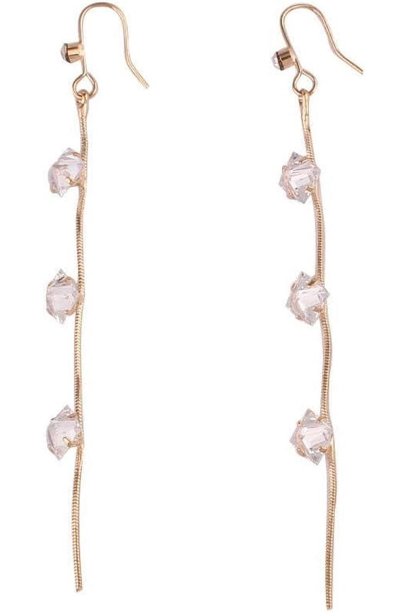 Silver Plated Cz Rhinestone Long Tassel Drop Earrings And Clip On Earrings No Pierced For Women[Z1]