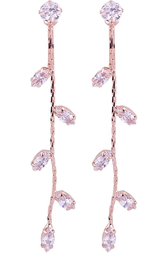 Silver Plated Cz Rhinestone Long Tassel Drop Earrings And Clip On Earrings No Pierced For Women[Z1]