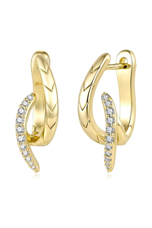 Silver Plated Double Layer Ear Cuff Stud Earring for Women