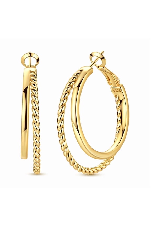 Silver Plated Double Twist Hoop Earring for Women