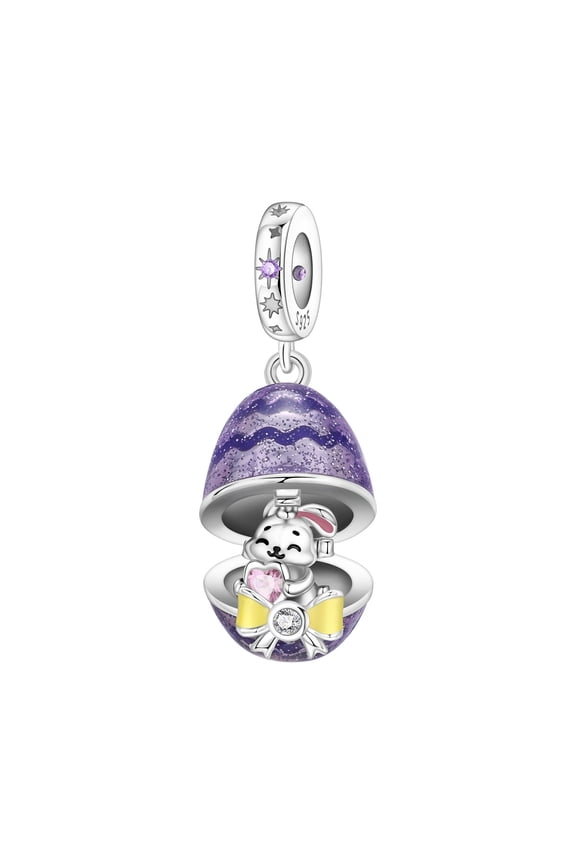 Silver Plated Easter Egg Rabbit Charm Bead for Bracelet Making