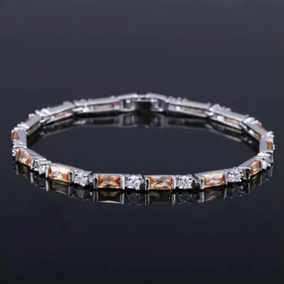 Silver Plated Fashion CZ Red Green Blue Crystal Charm Tennis Bracelets for Women