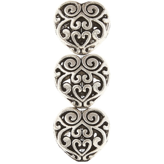 Silver Plated Filigree Heart Beads - 12mm by Bead Landing