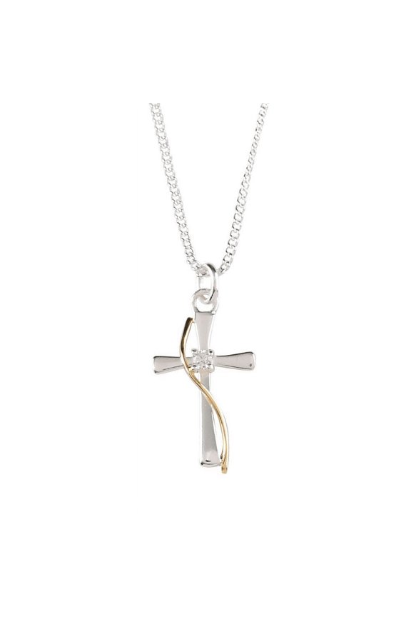 Silver Plated Flare Cross Necklace