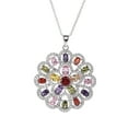 thumbnail image 1 of Silver Plated Floral Rainbow CZ 1.6 Inch Cluster Pendant, 18 Inch with 2.5 Inch extender, with Spring Clasp, for Wome, 1 of 3