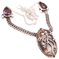 thumbnail image 1 of Silver Plated Fluorite Gemstone Necklace Handmade Jewelry For Women - Ethnic Designer 18" Necklace For Women Gift For Her 23 Gms N-1573, 1 of 3