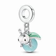 Silver Plated Glow In The Dark Firefly Charm Bead for Bracelet Making