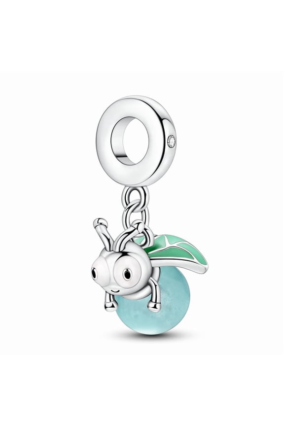 Silver Plated Glow In The Dark Firefly Charm Bead for Bracelet Making