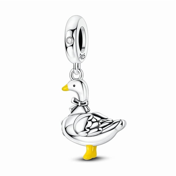 Silver Plated Goose Charm Bead for Bracelet Making