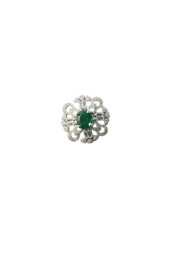 Silver Plated Green CZ Adjustable Ring Criss Cross Women