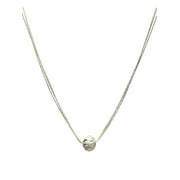 JOYFUL CREATIONS Silver Plated Hammered Ball on Multi-strand Sterling Silver Necklace Adjustable 16"+2" Extender
