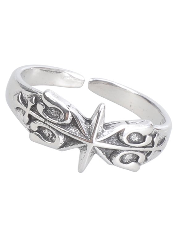 Silver Plated Hexagram Rings Symbolizing Mystery and Power Finger Rings Unique Personality Jewelry Accessory for Women
