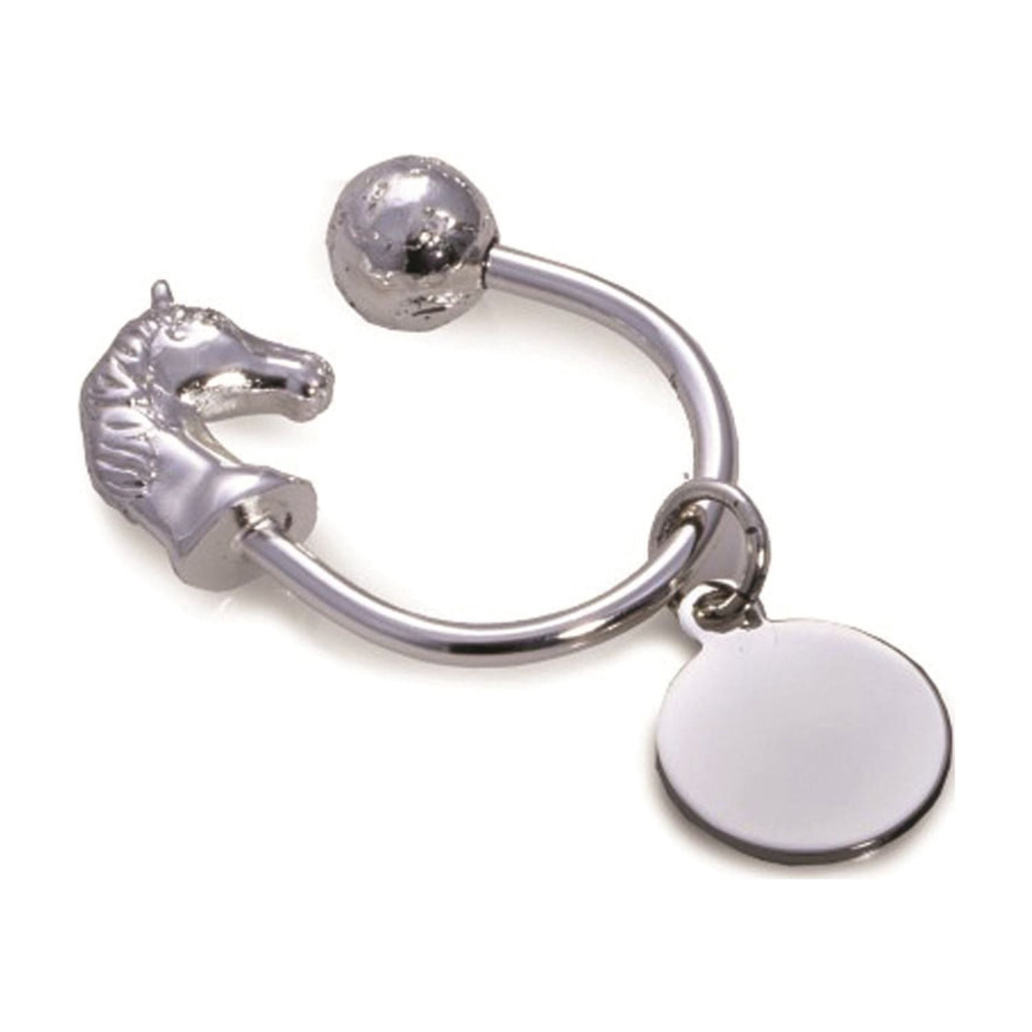 Silver Plated Horse Head Key Ring with ID Tag.