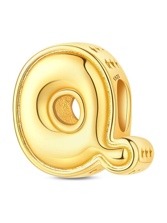 Silver Plated Letter Q Charm Bead for Bracelet Making