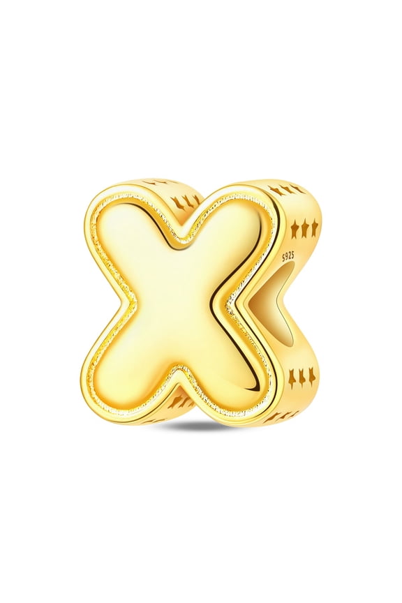 Silver Plated Letter X Charm Bead for Bracelet Making
