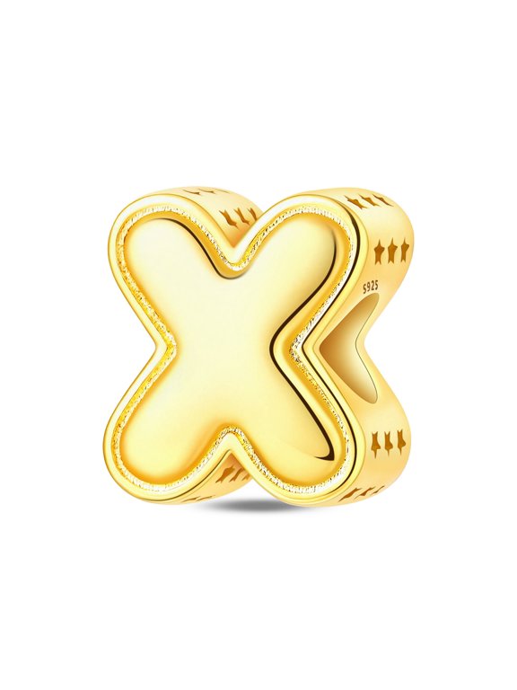 Silver Plated Letter X Charm Bead for Bracelet Making
