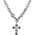 thumbnail image 1 of Silver Plated Link Cross Necklace,Curb Chain Cross Necklace,Simple Cross Hip Hop Jewelry, 1 of 6