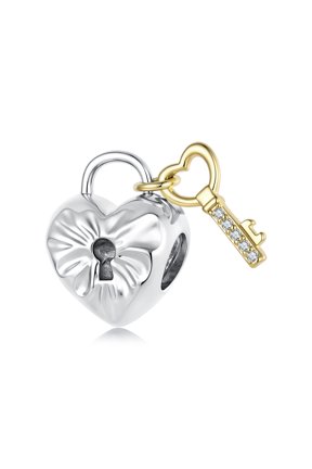 Silver Plated Lock Key Charm Bead for Bracelet Making