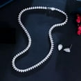 thumbnail image 1 of Silver Plated Long Drop Earrings Wedding Necklace Cubic Zirconia CZ Jewelry Set, 1 of 9