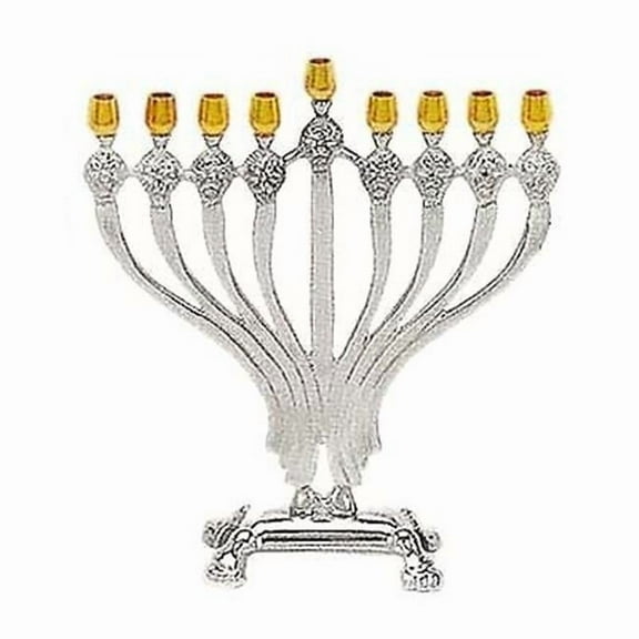 Silver Plated Menorah, with Brass Candle Cup Holders
