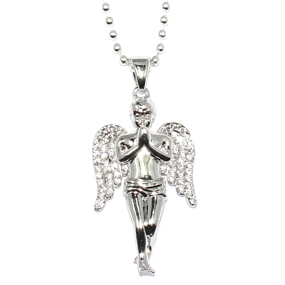 Silver Plated Micro Angel Piece with 30 inch Ball chain Necklace High ...